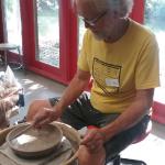 Jerry's studio work and ceramic teaching take place at the Clay Artist Guild, located in the Goshen Farmer's Market complex on the millrace in downtown Goshen, a mile south of Red Bridge Retreat.